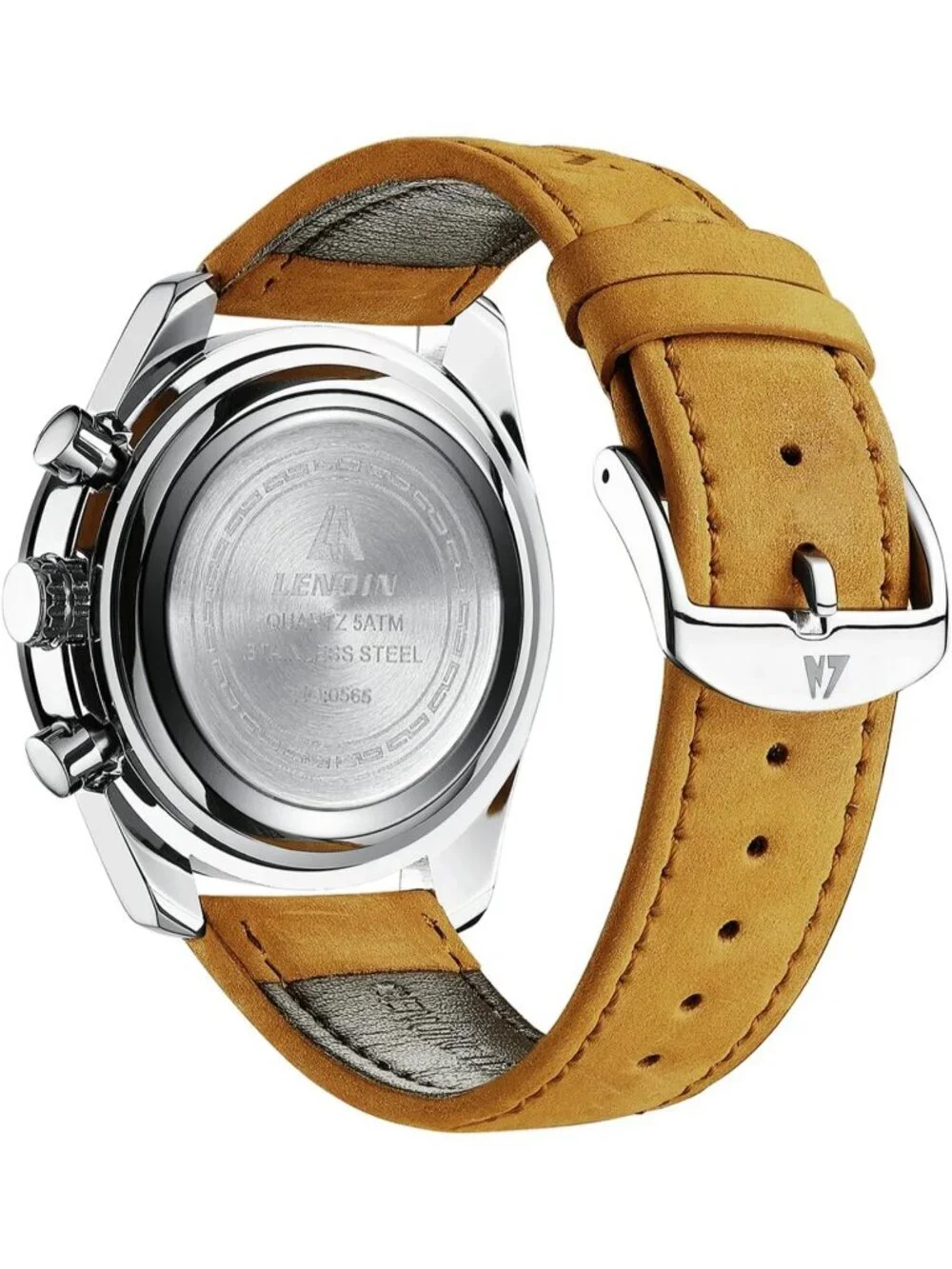 Men's Brown Black Analog Quartz Leather Waterproof Luminous Luxury Casual Watch